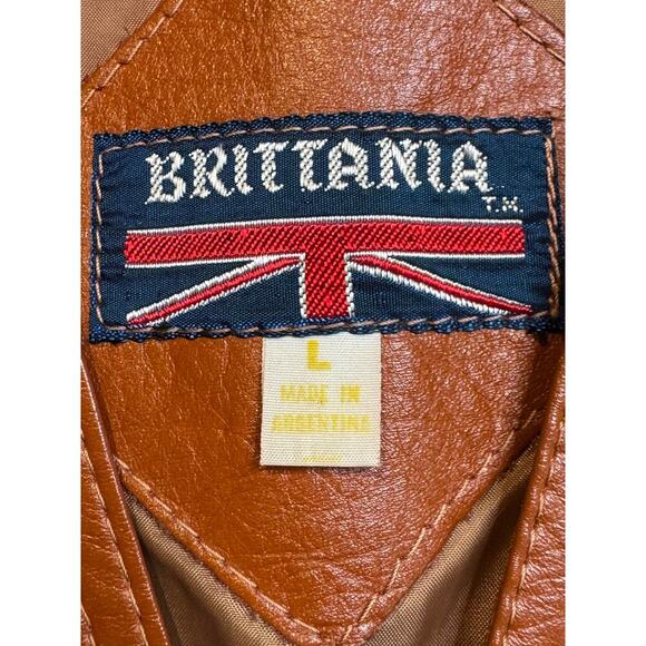 Brittania Brown Leather Western Vest with V-Neck - Picture 2 of 5